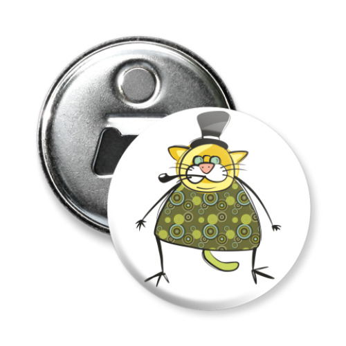 Магнит-открывашка с принтом 'Кот'