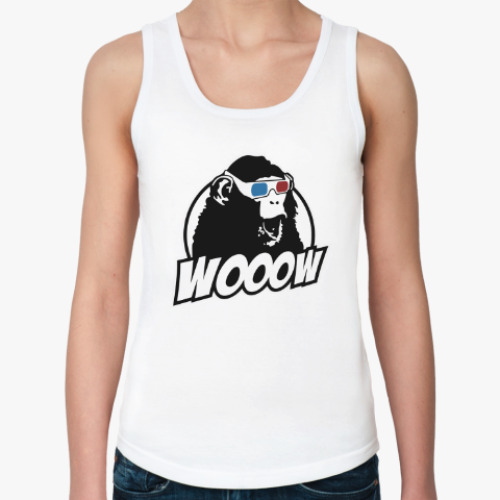 Женская майка с принтом Обезьяна - ух ты!