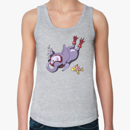 Женская майка с принтом Ныряющий слон