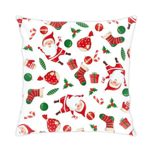 Подушка с принтом Новогодний переполох
