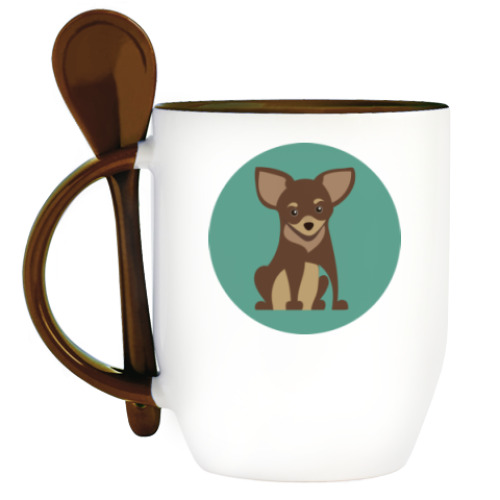 Кружка с ложкой с принтом Sweet dog