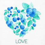 Акварель сердце из голубики