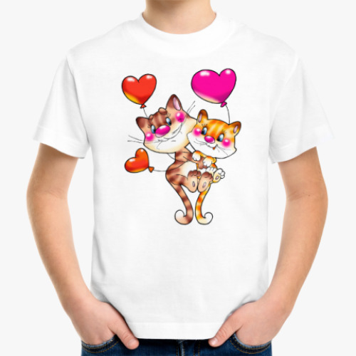 Детская футболка с принтом КОТЯТА НА ХВОСТАХ