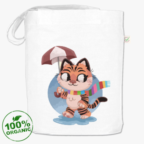 Сумка шоппер с принтом Кот под зонтом