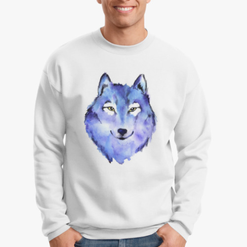 Свитшот с принтом Акварельный волк