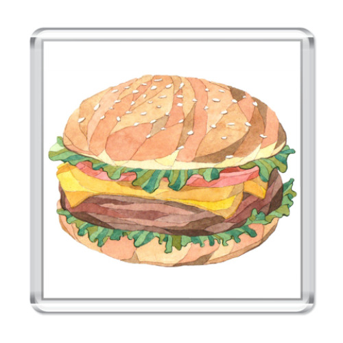 Магнит с принтом Гамбургер