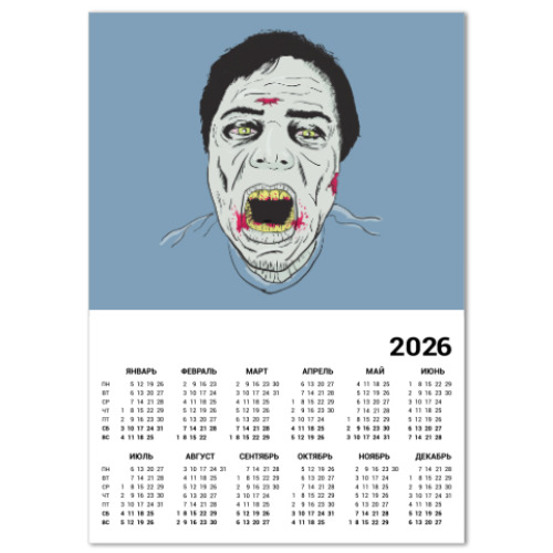 Календарь с принтом Зомби