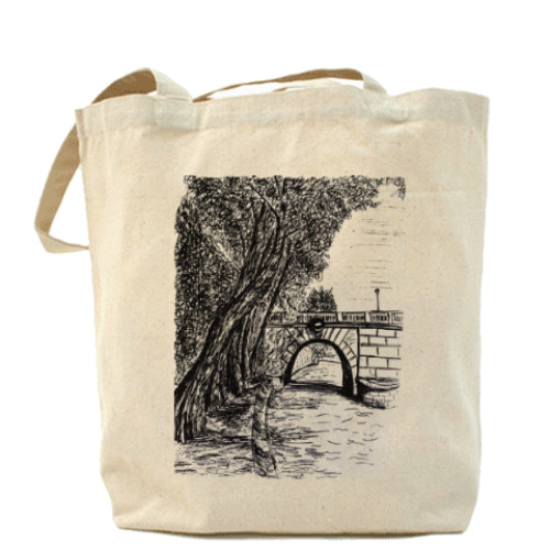 Сумка шоппер с принтом Сена, Париж