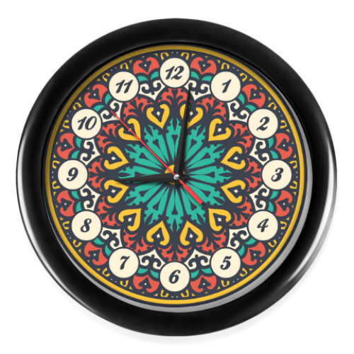 Настенные часы с принтом Мандала