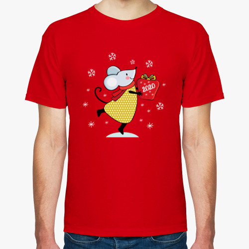 Футболка  Новогодняя с символом 2020 года крысой мышкой