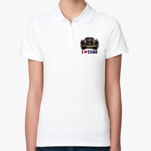 Женская рубашка поло (печать) с принтом я люблю автомобили