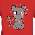 Новогодний котик в гирлянде