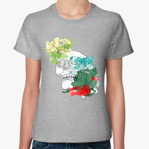 Женская футболка с принтом Декабрьский череп