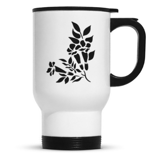 Кружка-термос с принтом Цветы