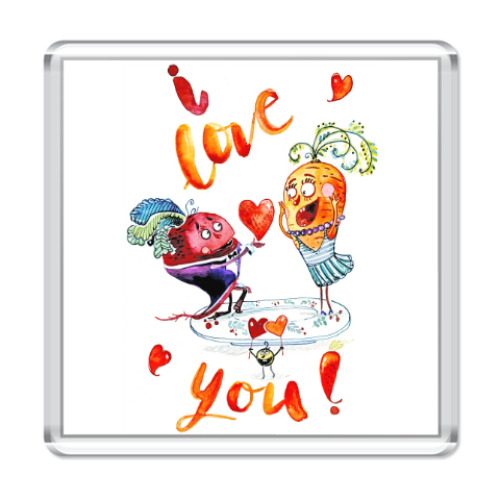 Магнит с принтом Любовь и овощи