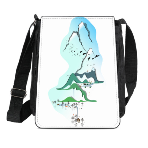 Сумка-планшет с принтом горы