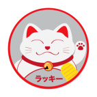 Виниловая наклейка, круг (15 х 15 см) Lucky Cat