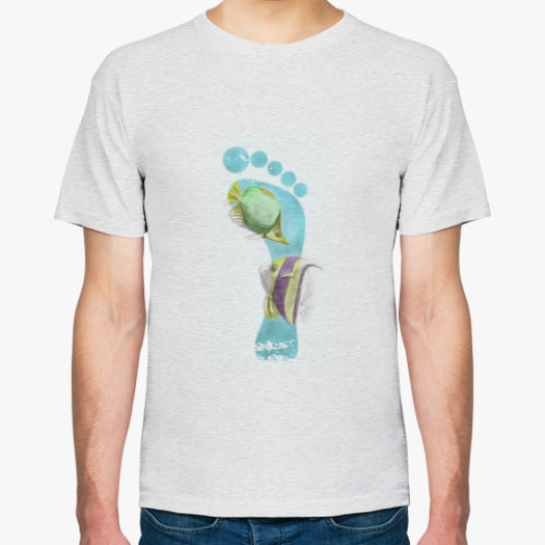 Футболка с принтом Footprints/След на песке