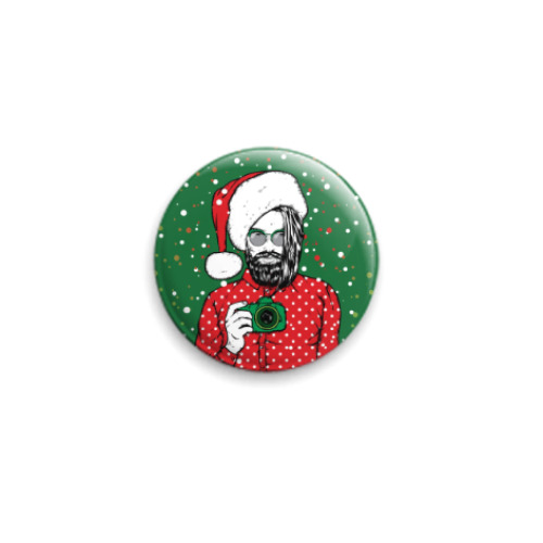 Значок 25мм с принтом Санта Хипстер