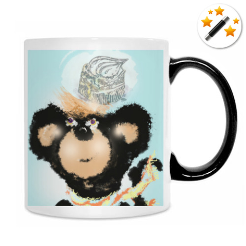 Кружка-хамелеон с принтом Обезьян-сладкоешка