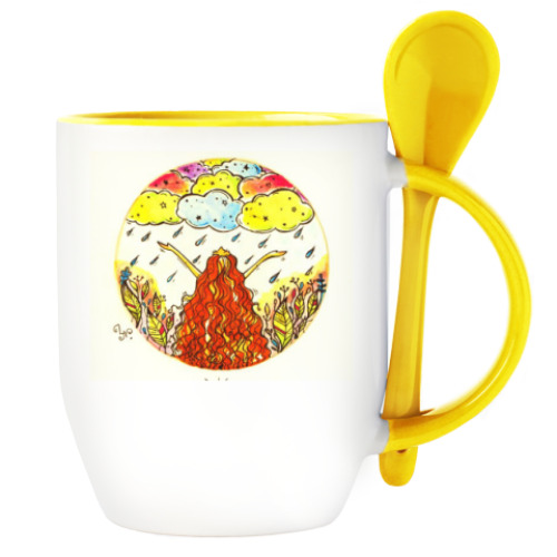 Кружка с ложкой Дождь