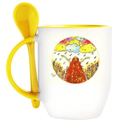 Кружка с ложкой Дождь