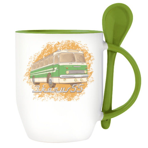 Кружка с ложкой с принтом IKARUS 55