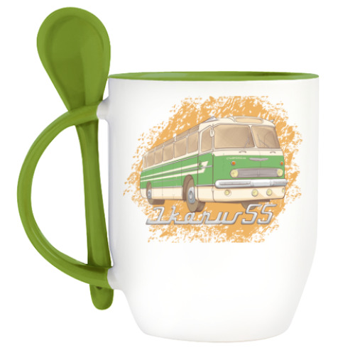 Кружка с ложкой с принтом IKARUS 55