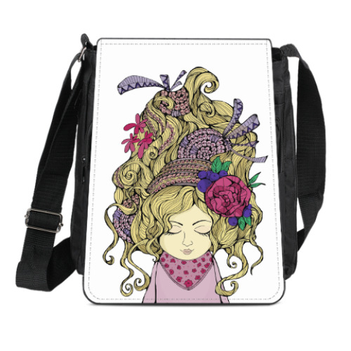 Сумка-планшет с принтом Блондинка с цветами в волосах