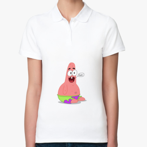 Женская рубашка поло (печать) с принтом Патрик