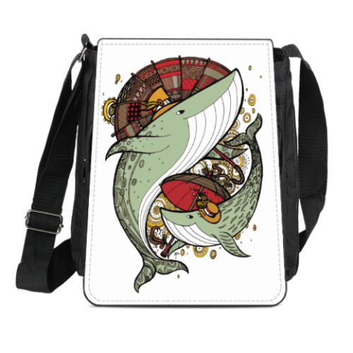 Сумка-планшет с принтом два кита