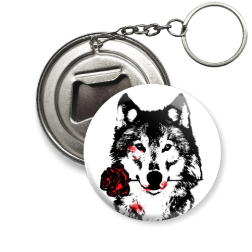 Брелок-открывашка с принтом Волк и Роза