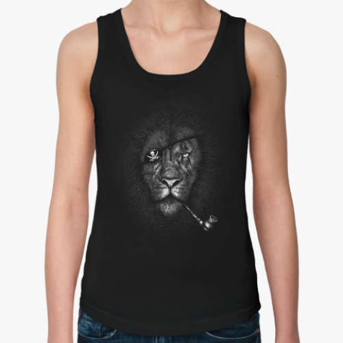 Женская майка с принтом Лев Пират