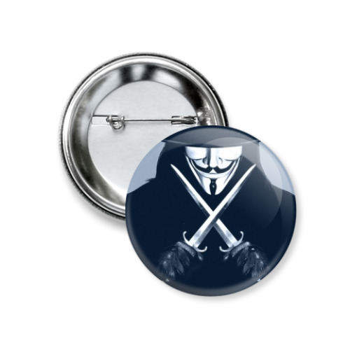 Значок 37мм с принтом  V for Vendetta