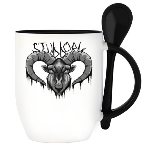 Кружка с ложкой с принтом Stubborn