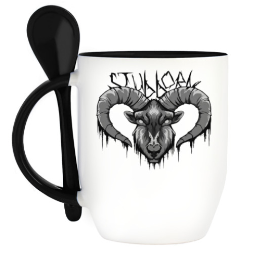 Кружка с ложкой с принтом Stubborn