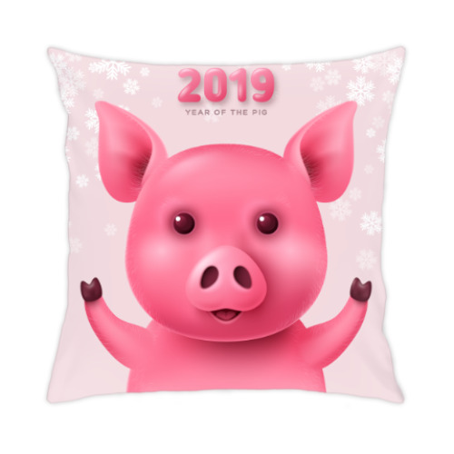 Подушка с принтом Новый год 2019