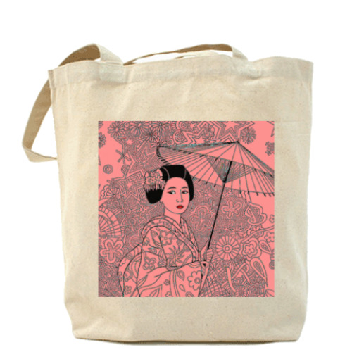 Сумка шоппер с принтом Гейша. Япония вокруг нас.