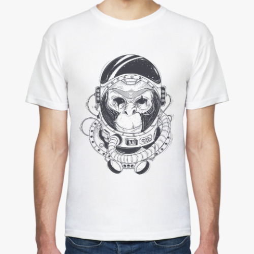 Футболка с принтом Обезьяна космонавт
