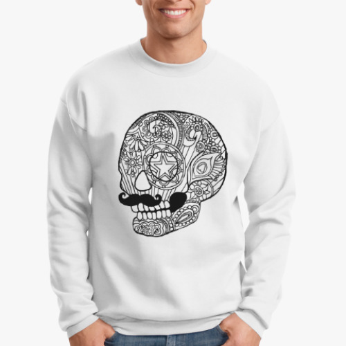 Свитшот с принтом Череп с усами