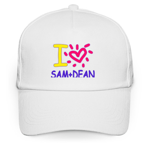 Кепка бейсболка с принтом Supernatural - I love Sam+Dean