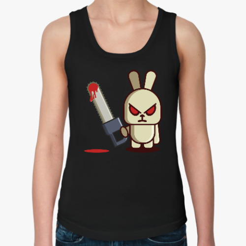 Женская майка с принтом Злой кролик с пилой