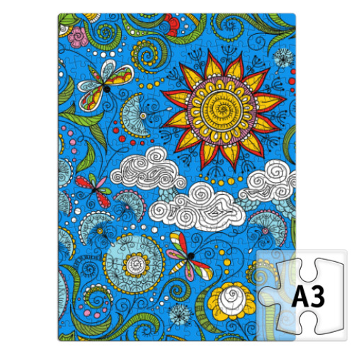 Пазл с принтом Узор с одуванчиками