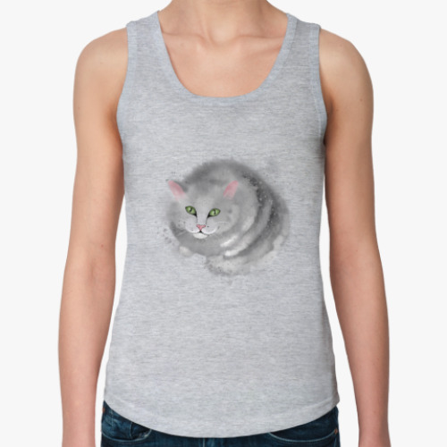 Женская майка с принтом Серый кот, кошка