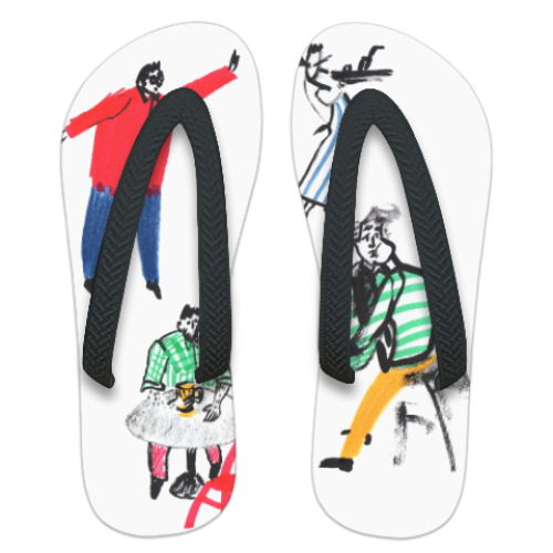 Шлепанцы (сланцы) с принтом в баре