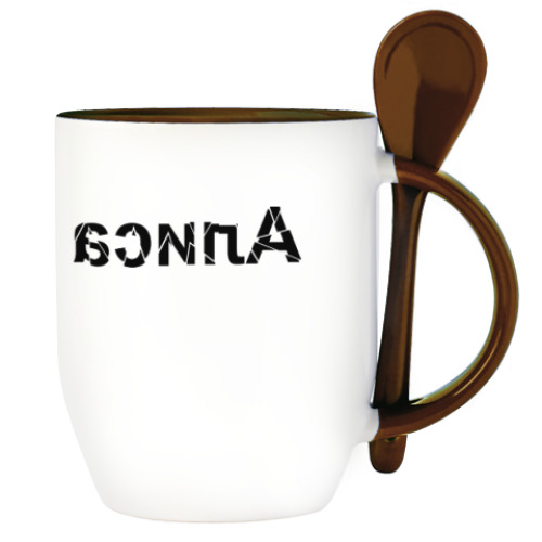 Кружка с ложкой с принтом Алиса