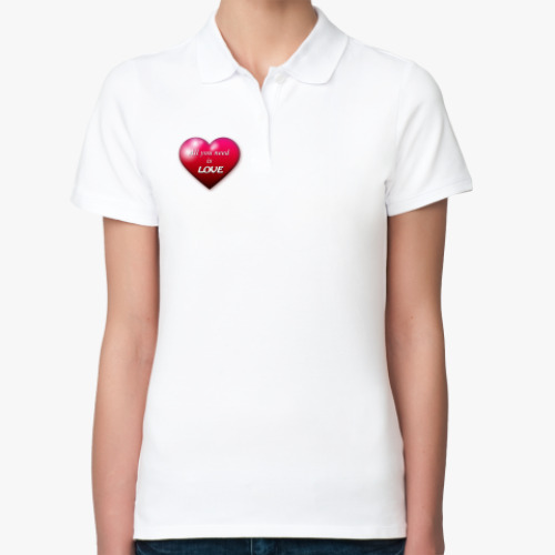 Женская рубашка поло (печать) с принтом  Любовь
