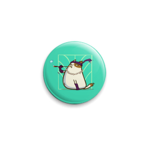 Значок 25мм с принтом Кэтсби — Пятничный Котик №33