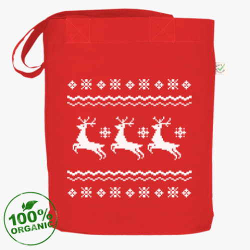 Сумка шоппер с принтом Скандинавский узор  с оленями