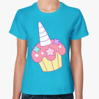 Классическая женская футболка Кекс Единорог